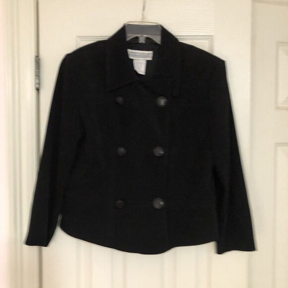 Vtg  Jessica Howard  Velvet Double Breasted Blazer Size S Black Dark Acad… - Picture 2 of 8